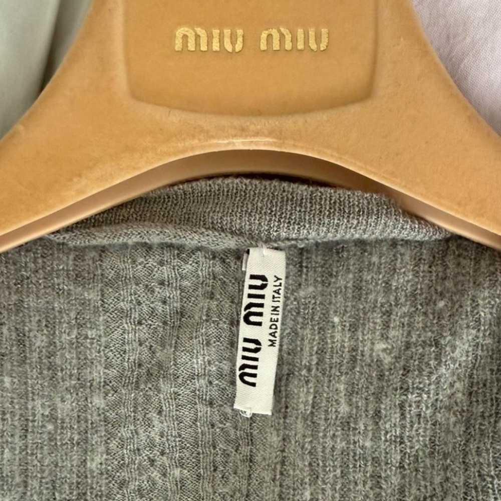 Miu Miu Light Gray Ruffled Blouse - Picture 2 of 6